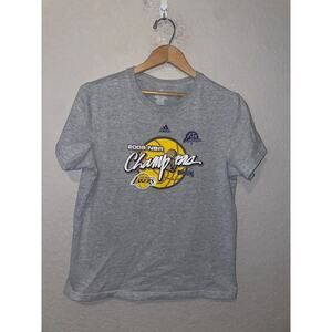 2009 NBA Champions Los Angeles Lakers Shirt Gray Tee Adidas 2000s M Medium